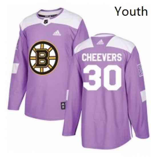 Youth Adidas Boston Bruins 30 Gerry Cheevers Authentic Purple Fights Cancer Practice NHL Jersey